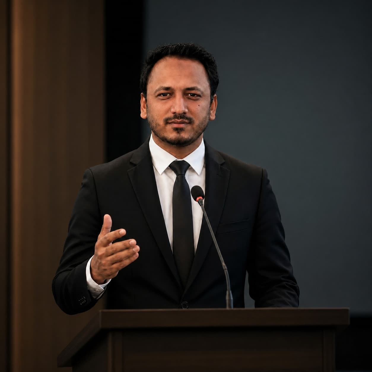Md. Mousfiquer Rahman Niret, founder of Digital Growth Solutions, speaking at a podium